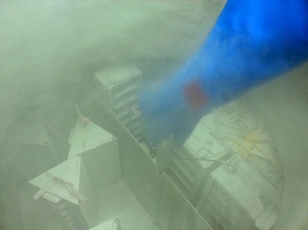 This liquid nitrogen freezer is used to store organic material that would degrade at higher temperatures.