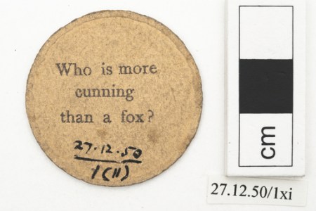 Reverse of animal playing card (Horniman Museum & Gardens)