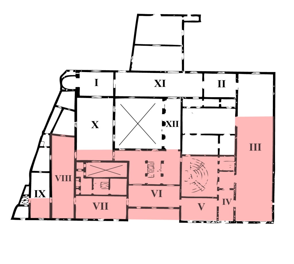 Figure 2 – Museum plan in 1911, shown in red is the current available space.